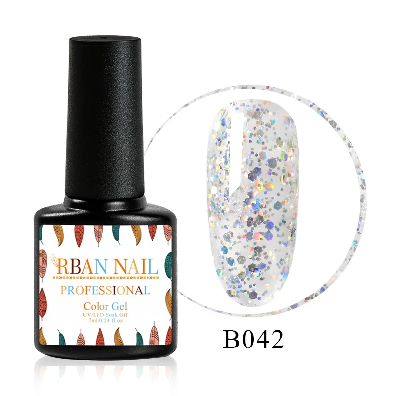 RBAN NAIL 7ML Color Glitter Gel Nail Polish Laser UV Gel Blue Black Color Lacquer Soak Off Semi Permanent Gel Nail Art Varnish - Цвет: M30174