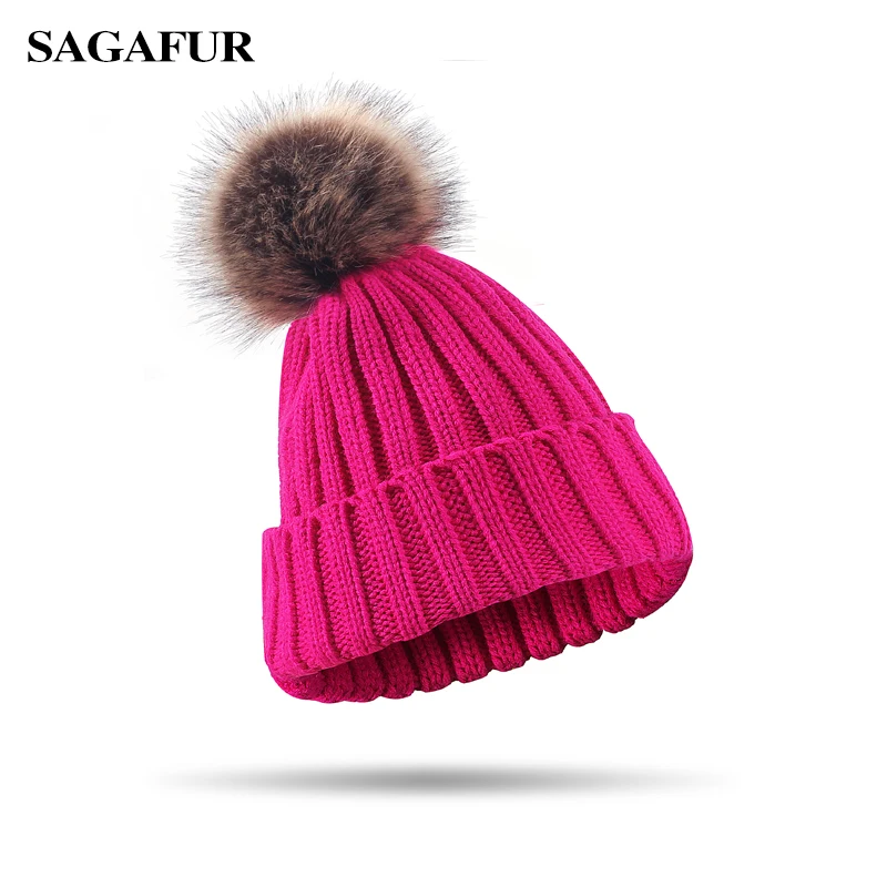 

Solid Color Winter Caps Women's Pompoms Knitted Hat Female Ski Hat For Girls Fashion Plain Beanies For Ladies Warm Crochet Hat