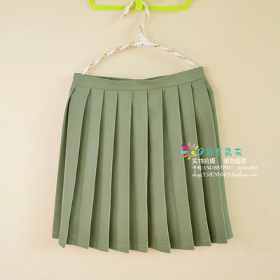 Женская однотонная плиссированная юбка в стиле Харадзюку с высокой талией для студентов, милые корейские юбки для женщин - Цвет: 4 Army green
