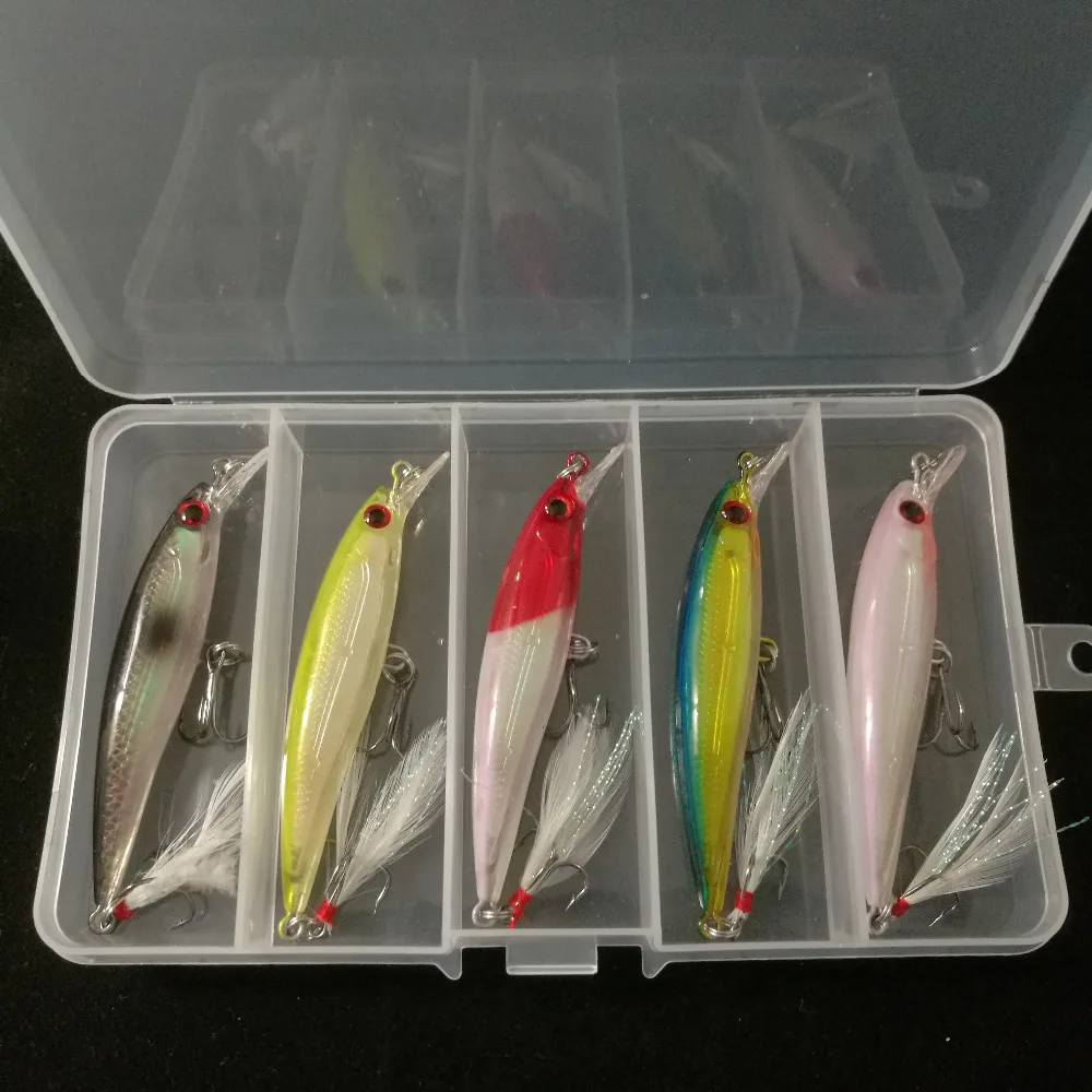 

Fishing Lure Set Minnow Lure Hard Wobblers with Box 5pcs Fishing Tackle 90mm 7g