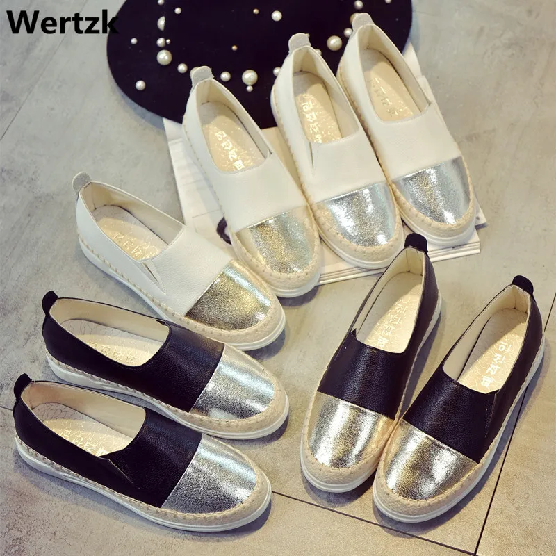 

Wertzk Spring 2019 new one-foot loafers with thick soles and straw plaited fisherman's flats for women zapatos de mujer TPR E366