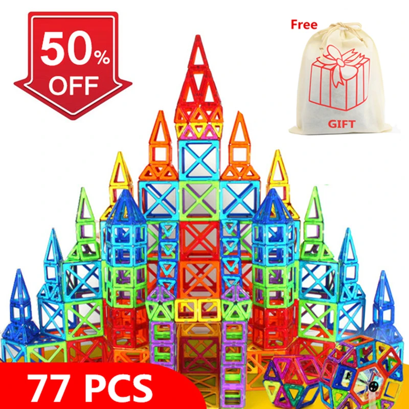 

New 110pcs Magnetic Blocks Magnetic Designer Building Construction Toys Set Magnet Educational Toys For Children Kids Gift