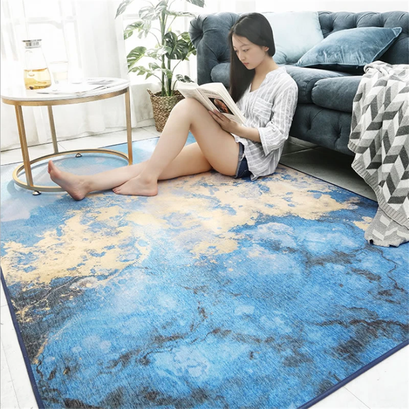  AOVOLL Carpets For Living Room Nordic Abstract Hairless Fiber Home Stay Carpet Legend Of The Blue S - 32999680576