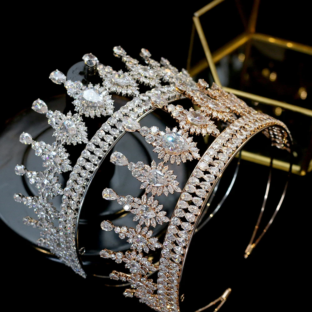 

Boda de lujo Novia Gran circon Corona Boda Diadema Belleza Sombreros