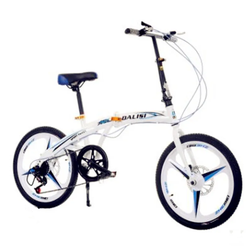 Discount Wholesale folding bicycle adult  20 inch portable shifting disc brakes one -piece wheel men and women  bicycle 1