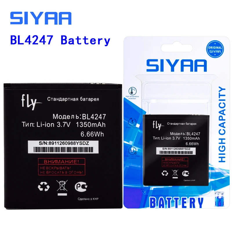 SIYAA мобильного телефона Батарея BL6425 BL4013 BL4247 BL3819 для FLY IQ441 IQ442 IQ4514 FS454 Nimbus8 IQ 441 IQ 442 литий-ионный аккумулятор Batarya