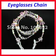 Dh033 10 шт./лот сменным наконечником Розовый жемчуг бисера Средства ухода за кожей Шеи Солнцезащитные очки для женщин Очки для чтения для женщин глаз Очки сеть Шнур Веревка держатель