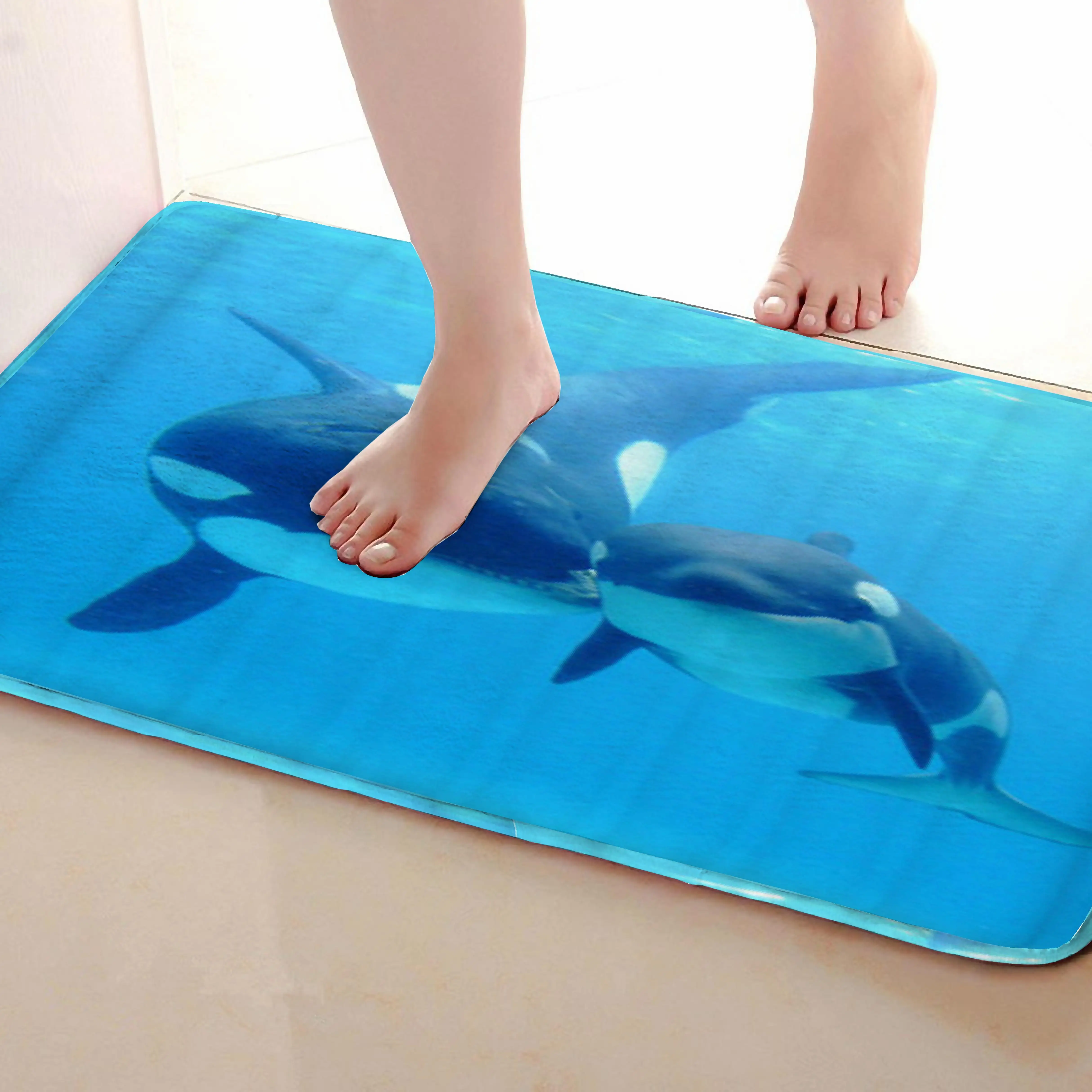 Кит Стиль Коврик для ванной комнаты, смешной Противоскользящий коврик для ванной, занавески для душа s аксессуары, соответствующие вашей душевой занавеске