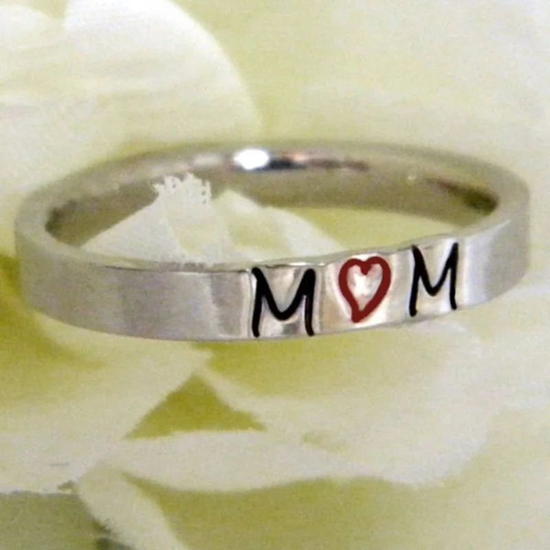 

StrollGirl 925 Sterling Silver Personalized Customizable Ring Custom Stacking Name 3mm Flat Front Ring Jewelry For Mother Gift