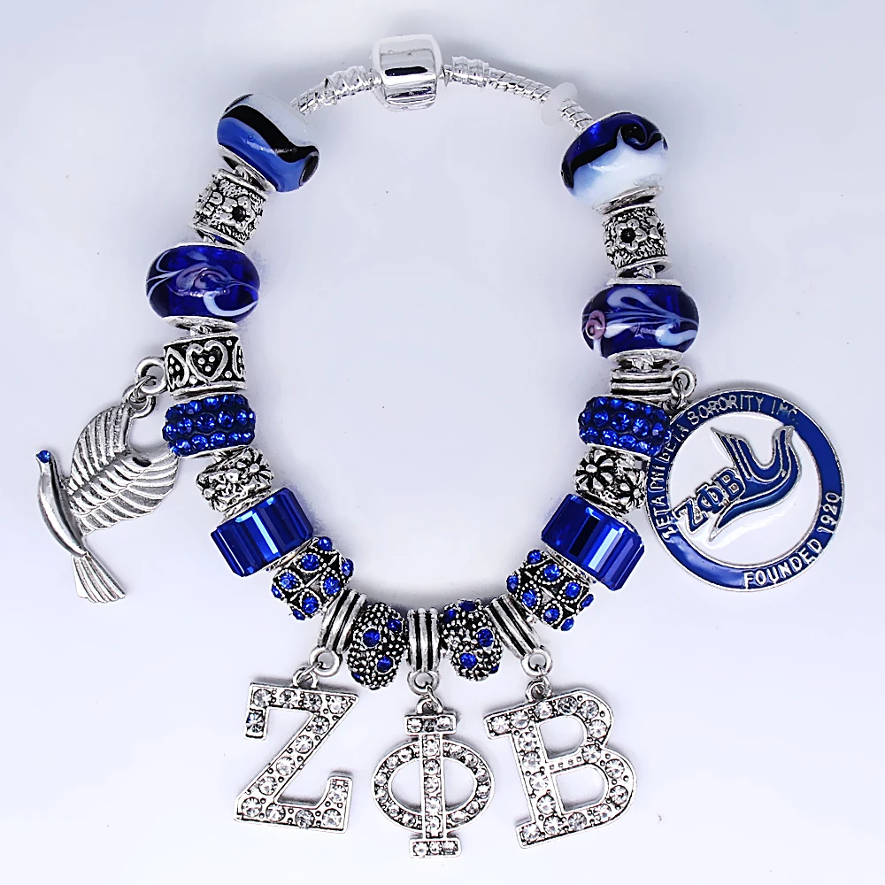 Горячая популярная греческая буква society zeta Phi Beta sorority ювелирный браслет красочные муранские стеклянные бусины змея цепь браслет