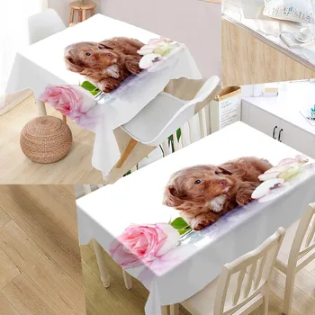 

Custom Dog Tablecloth Waterproof Oilproof Rectangular Home Wedding Tablecloth Textiles
