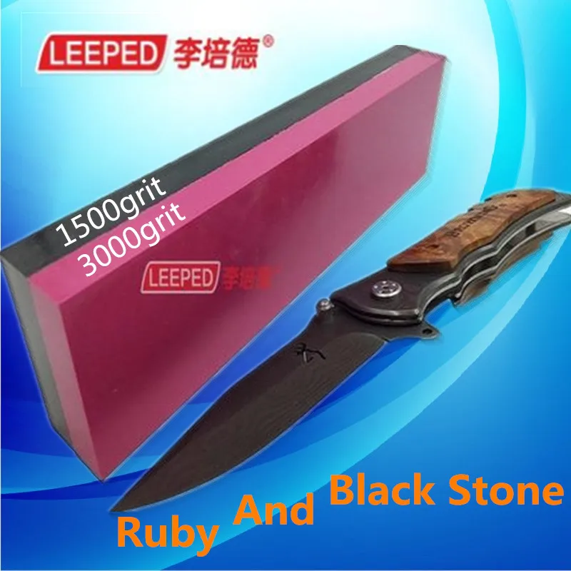

LEEPED 1500/3000 grit Double Sides Professional Natural Black Stone And Ruby Knife Sharpener Whetstone Sharpening Stones