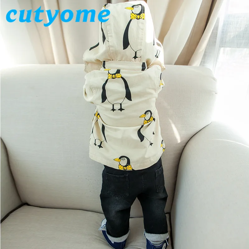 Cutyome Spring Autumn Children Hooded Outerwear Jackets Boys Girls Cartoon Style Casual Windbreaker Kids Cotton Fashion Clothes