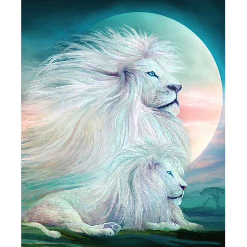 Diy Diamond Embroidery 5d Diamond Painting White Lion King Spirit Diamond Mosaic Home Decor Full Rhinestone Cross Stitch Gt Diamond Painting Cross Stitch Aliexpress