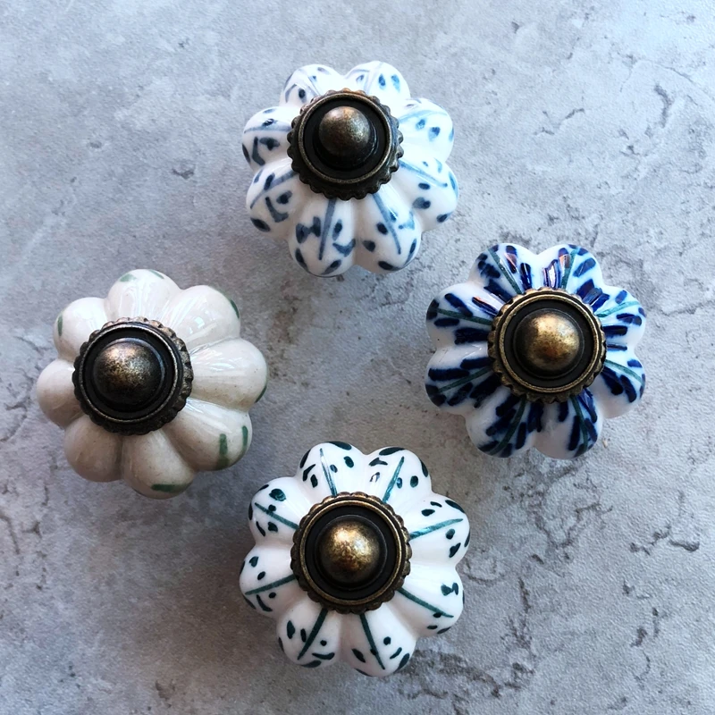 

Ceramic Cabinet Cupboard Vintage Pull Handle Door Knobs Wardrobe Drawer Ceramic Knob For Home Improvement