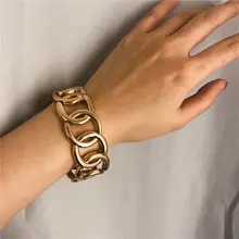 Женский массивный браслет, модный панк полый круглый золотой цвет, винтажные браслеты для девушек, подарок на свадьбу