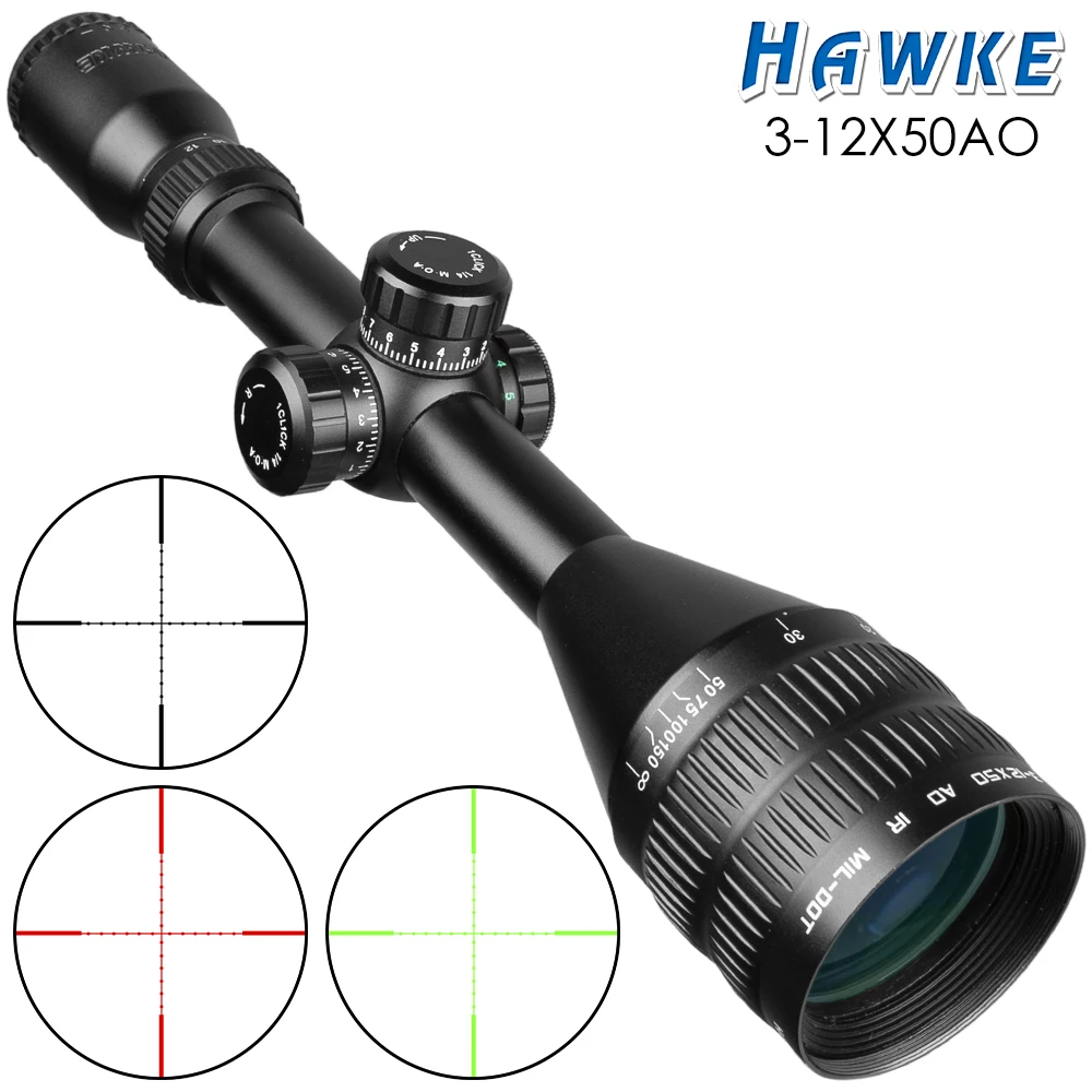

Optics Sight 3-12X50 Scopes Big Caliber Hunting Riflescopes Compact Scope Mildot Rangefinder Reticle Red Green Cross-Hair