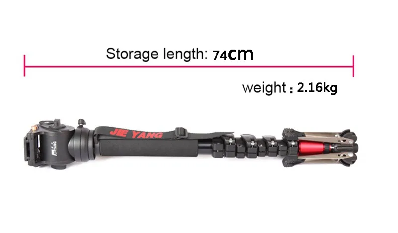 Новый прого Jieyang jy0506b Профессиональный алюминиевый монопод для видео и Камера штатива сумка jy0506 обновлен высота 1880 мм