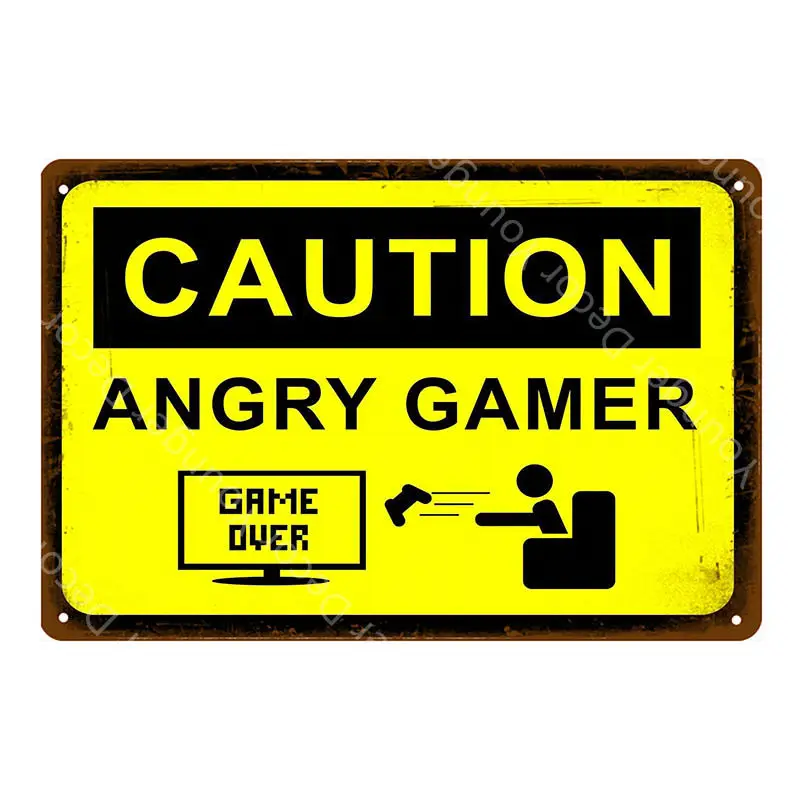 Внимание Angry Gamer металлические знаки Предупреждение My Way Highway плакат винтажная рекламная доска настенная художественная тарелка Паб Бар Кафе домашний декор - Цвет: YD4053F