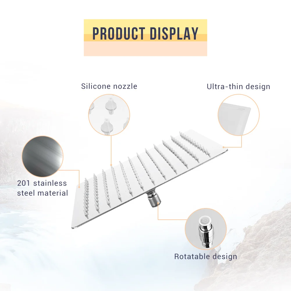 12/10/8/4 дюйма ультра-тонкий квадратный Нержавеющая сталь насадка для душа с эффектом дождя верхний душ для Ванная комната душа