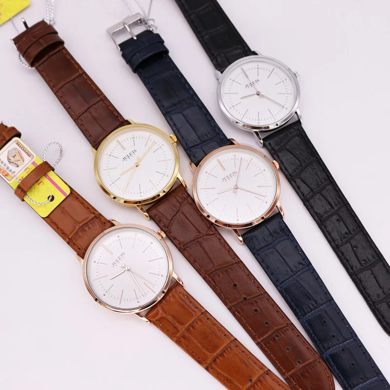 Классические мужские часы Julius женские часы японские кварцевые часы модные часы кожаный браслет для мальчика на день рождения Рождественский подарок