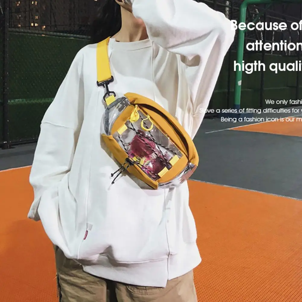 

Men's Women's Transparent PVC Patchwork Cross Strap Chest Waist Bag Fanny Pack