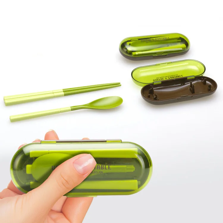 Portable Chopsticks Tableware Spoon Two-Piece Suit Cutlery Outdoor Travel Kitchen Gadgets Bento Box Bento Lunch Box F1856