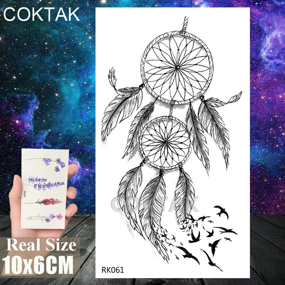 DIY акварельные Ловец снов Поддельные Временные модные наклейки татуировки