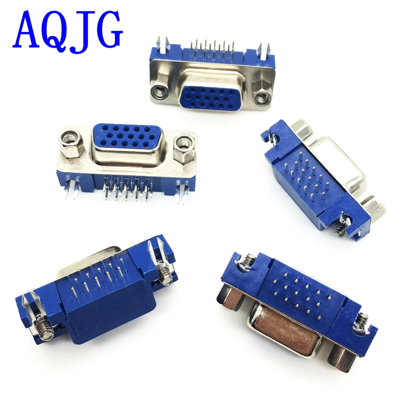 5 шт. DB15 DR15 3 ряда синий параллельный порт 15 Pin D Sub Женский способ PCB 90 градусов