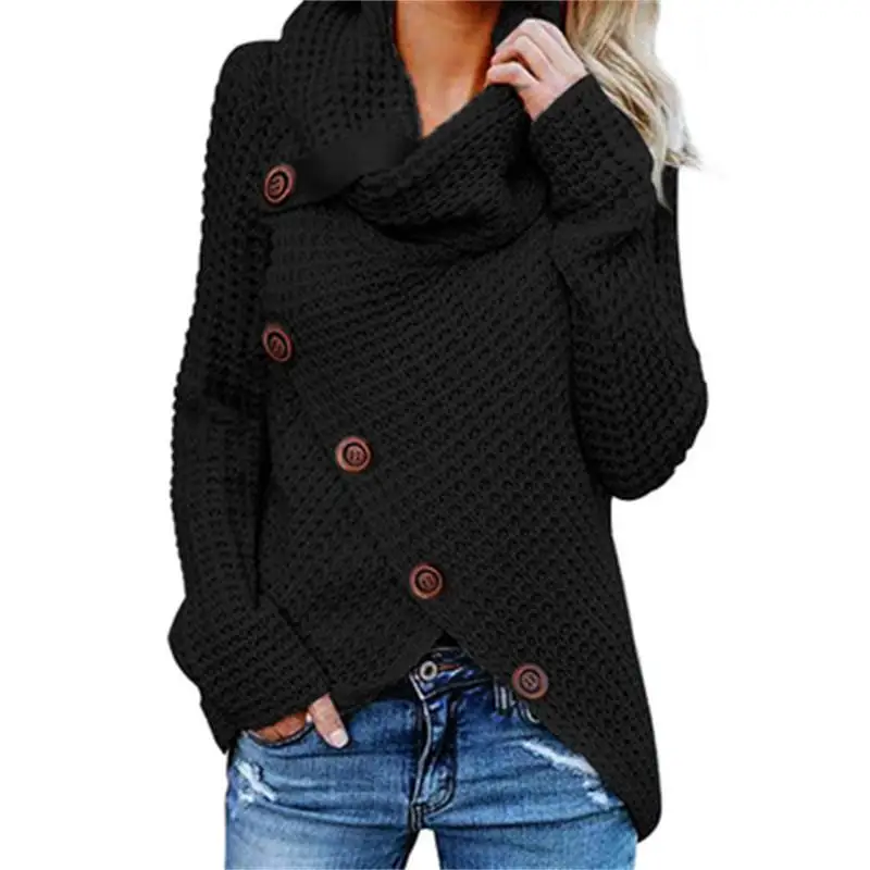 

2019 autumn and winter new ladies fashion hem asymmetric pullover sweater