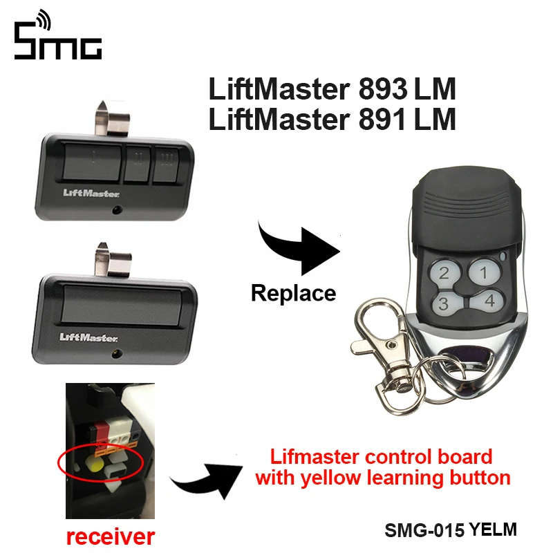 2 шт. LiftMaster 891LM 893LM замена ключа гаражной двери пульт дистанционного управления LiftMaster 891 гаражная команда