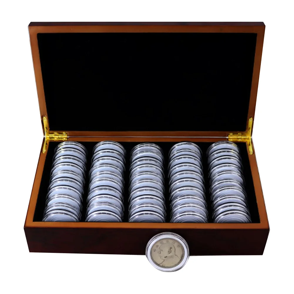 50 шт. держатель для хранения монет деревянный круглый ящик для хранения монет коробка для сбора монет капсулы витрины Органайзер Коллекция подарков