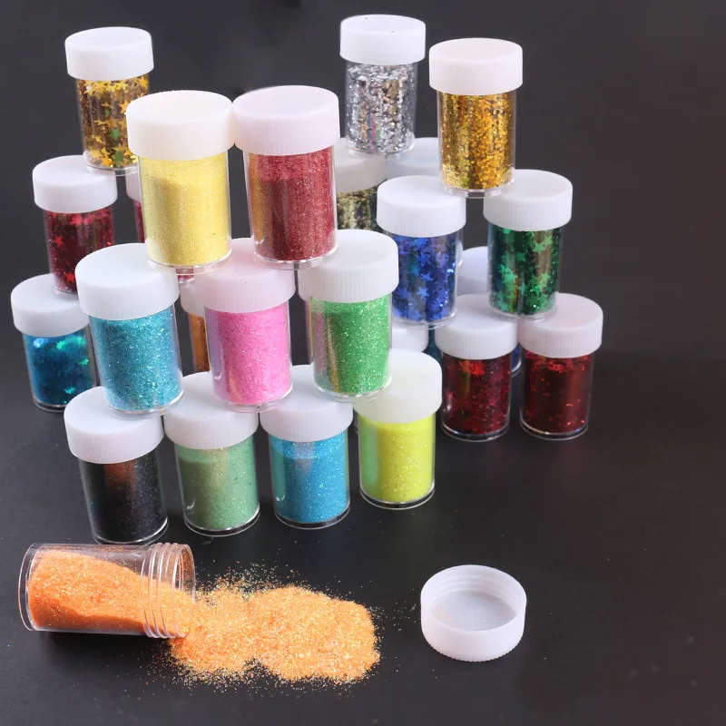 

6/12 bottles handmade materials children in the DIY children's painting colorful gold powder glitter powder glitter glue