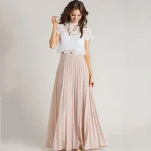 Открытые розовые длинные гофрированные шифоновые юбки для женщин трапециевидной формы длиной до пола, на молнии, стильная женская юбка для взрослых, на заказ, Saias