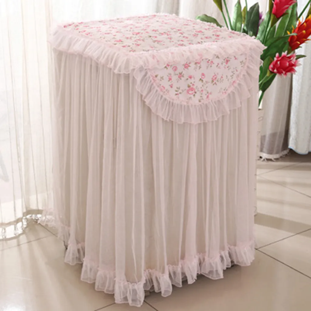 Lace Ruffle Floral Washing Machine Dust Cover Protection Front Durable Soft Home