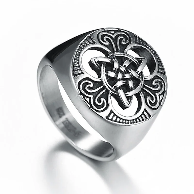 

Vintage Punk Style Silver Color Titanium Stainless Steel Irish Celtics knot Ring for Men Women Retro Jewelry Size 7-13