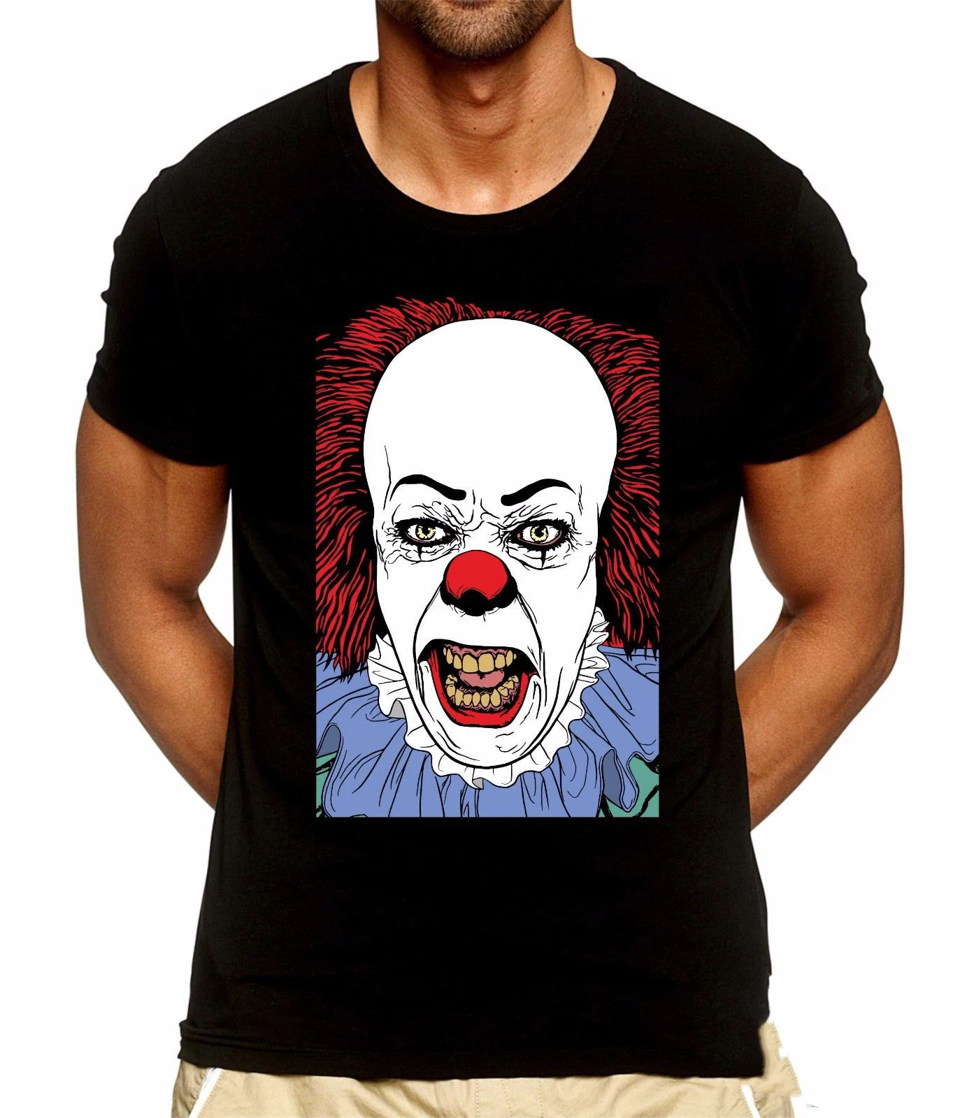 Футболка MAGLIETTA IT PENNYWISE CLOWN pagliacio STEPHEN KING худи Обитель зла футболка в стиле хип-хоп |