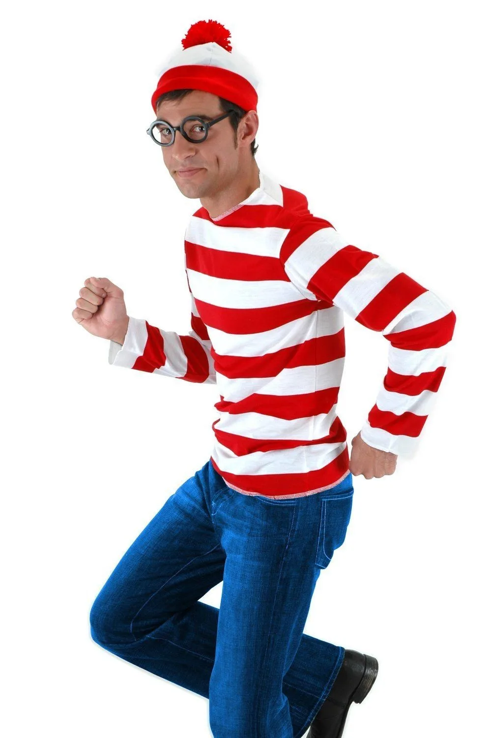 Where's Waldo Shirt Hat Glasses Adult Costume Kit LARGE/XL NEW SEALED 