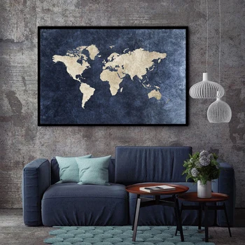 

XX3426 Paintings HD Abstract Canvas For Living Room Wall Art Poster Retro World Map Decoration Pictures Modular unframed