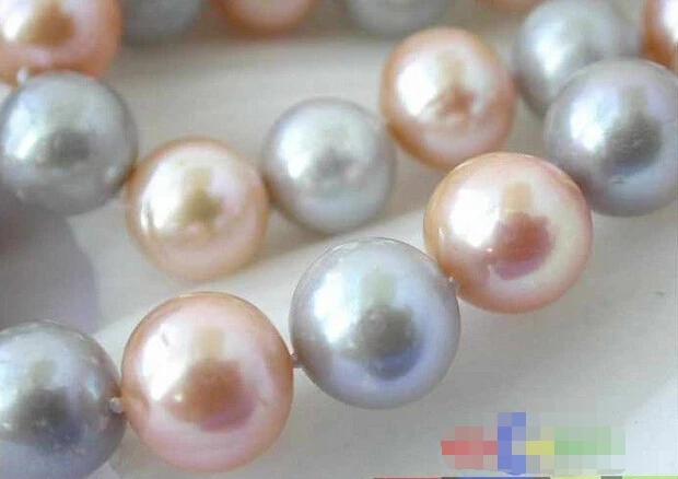 

Wholesale FREE SHIPPING >>> AA 17" 12MM GRAY PINK ROUND FRESHWATER PEARL NECKLACE
