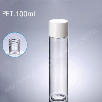

Free Shipping 10pcs/lot 100ML Transparent PET plastic bottle with white cap empty cosmetic packaging bottles Essence Oil bottle