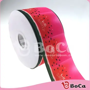 

New Arrival 3" 75MM Summer watermelon series heat transfer grosgrain ribbon DIY Handmade Hair Bow