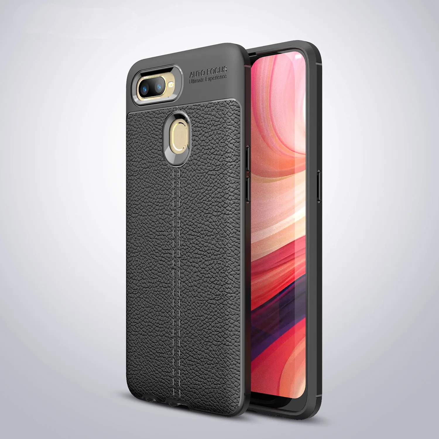 

Litchi Leather Grained TPU Silicon Cover Case For Oppo Realme X 2 Pro C1 U1 K1 K3 A7 AX7 A7X A5S R17 Neo Phone Bags Cases