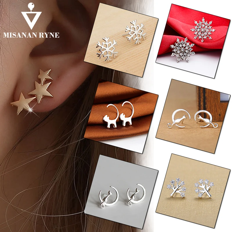 

MISANANRYNE Fashion Simple Stud Earrings 20 Style cute Star Moon Cut Ear Studs For Women Girls Casual Jewelry Accessories