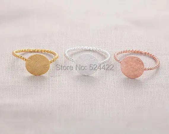 10 шт./лот кольцо с закрученным кольцом золото/розовое золото круглые кольца-монеты JZ083