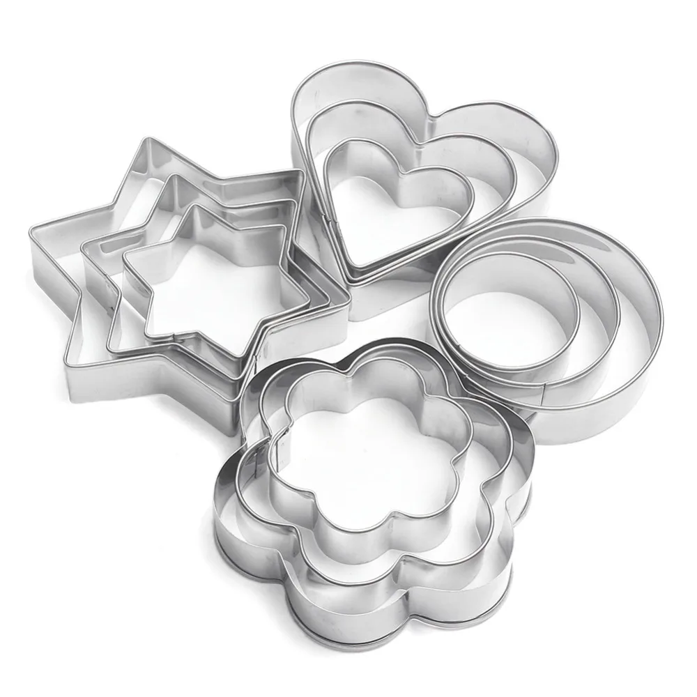 12Pcs Stainless Steel Cake Cookie Biscuit Egg Fondant Mould Mold Sugarcraft Cutter Tools |