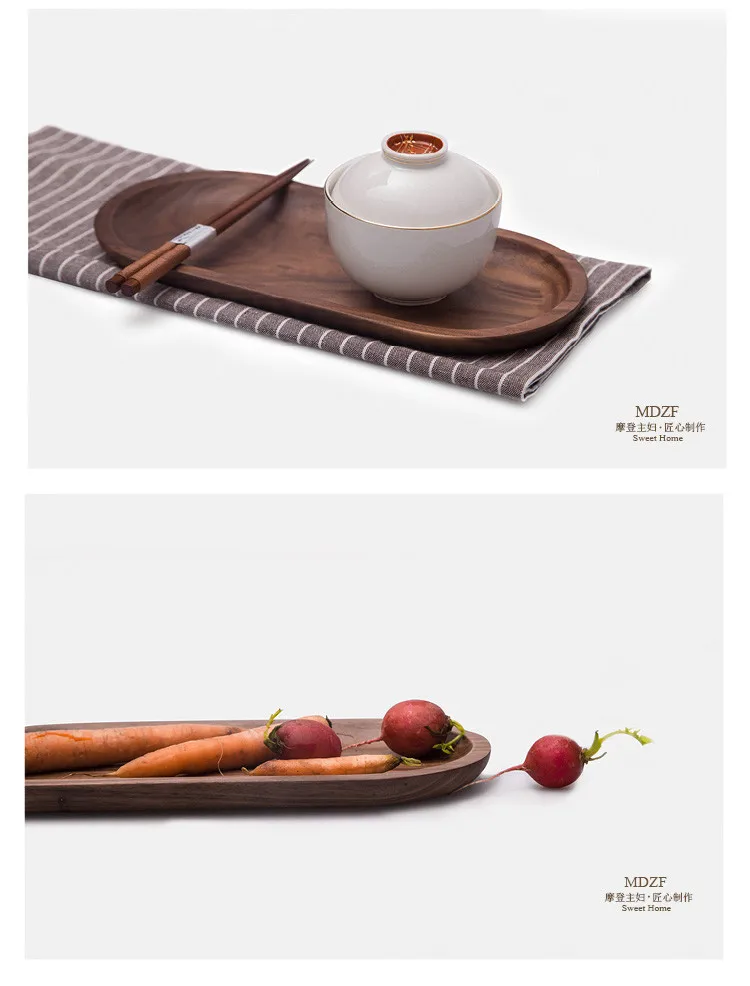 Черный орех качество Деревянные Подносы домашнего хранения Лотки Творческий Декоративные Чай фруктовый десерт посуда лоток Японии Стиль