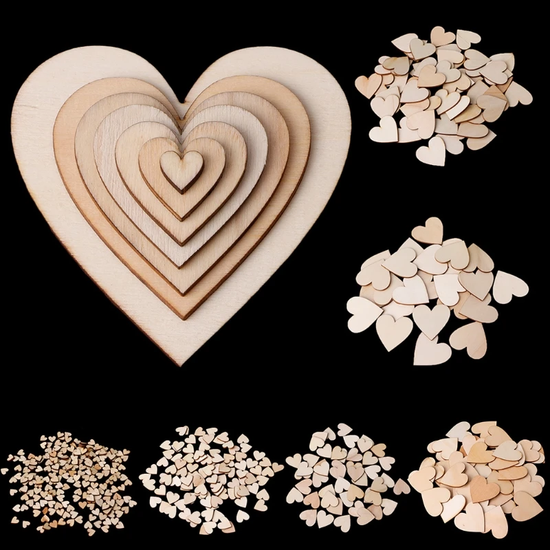

Wooden Heart Shapes Laser Cut Blank Craft Embellishments Wedding Xmas Decor 10/25/50/100/200pcs