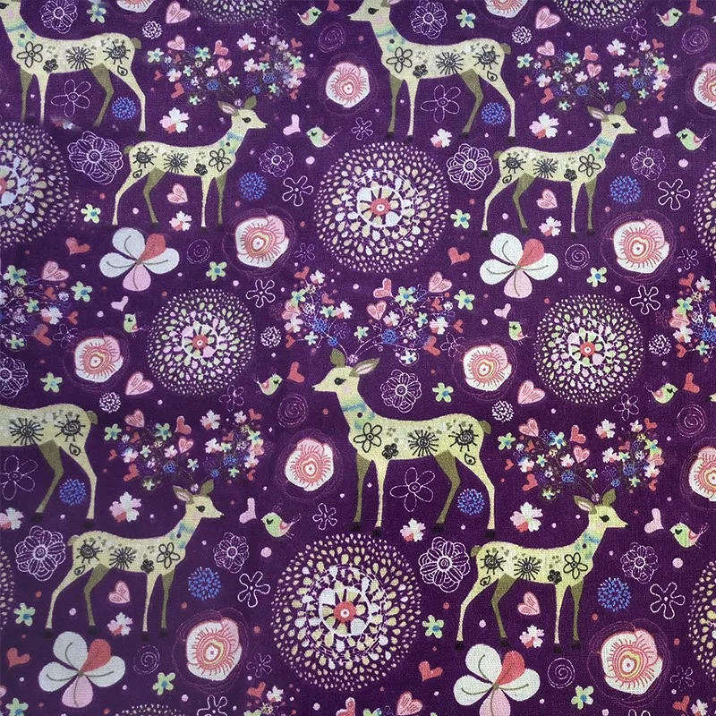 Новинка, 150x50 см, рисунок оленя, конопля, хлопок, лен, ткань Мешковина для шитья, текстиль, квилтинг, тильда, органические ткани