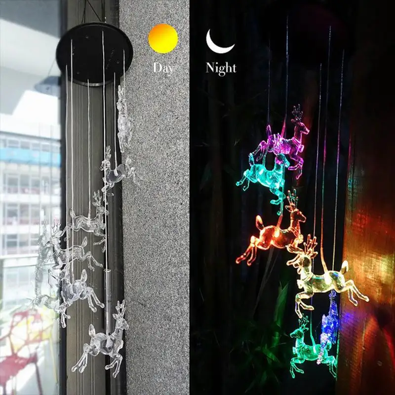 Chiclits Outdoor LED Solar Light Color-Changing Hummingbirds dragonfly Butterfly Wind Chime Lamp For Home Garden Decoration (4)